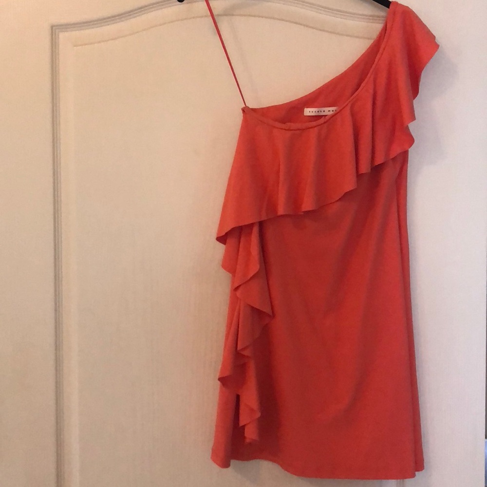 Susana Monaco one shoulder coral mini dress